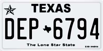 TX license plate DEP6794