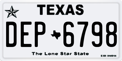 TX license plate DEP6798