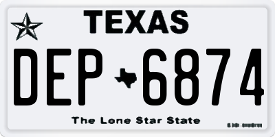 TX license plate DEP6874