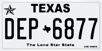 TX license plate DEP6877