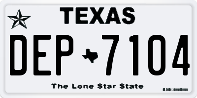 TX license plate DEP7104