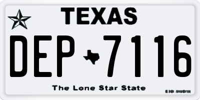 TX license plate DEP7116