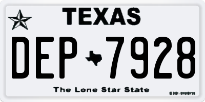 TX license plate DEP7928