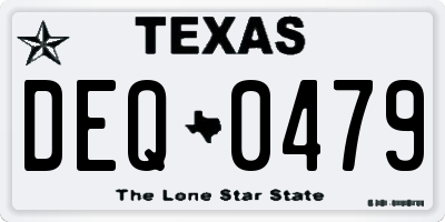TX license plate DEQ0479