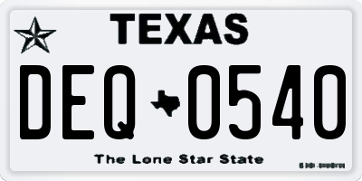 TX license plate DEQ0540