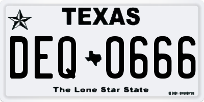 TX license plate DEQ0666