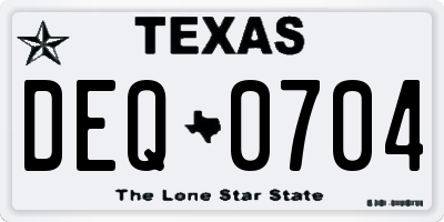 TX license plate DEQ0704