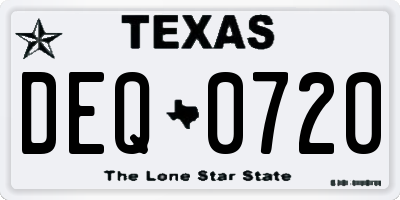 TX license plate DEQ0720