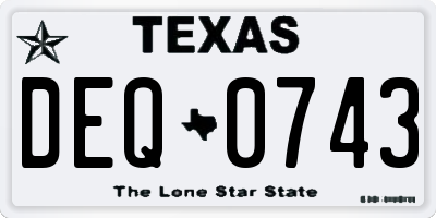 TX license plate DEQ0743