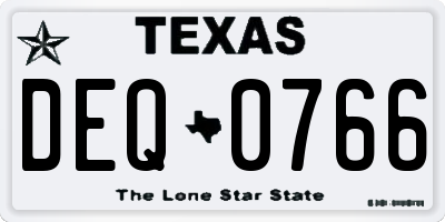 TX license plate DEQ0766
