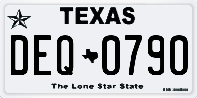 TX license plate DEQ0790