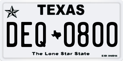TX license plate DEQ0800