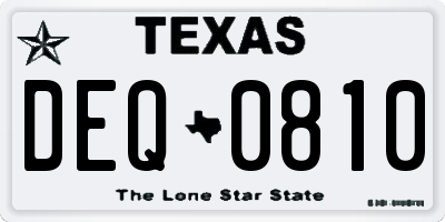 TX license plate DEQ0810