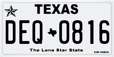 TX license plate DEQ0816