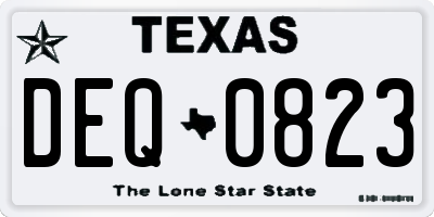 TX license plate DEQ0823