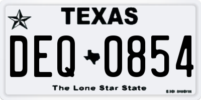 TX license plate DEQ0854