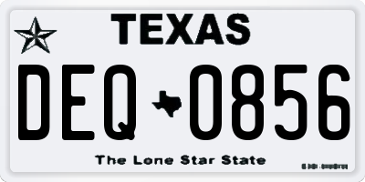 TX license plate DEQ0856