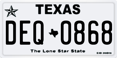 TX license plate DEQ0868