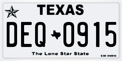 TX license plate DEQ0915