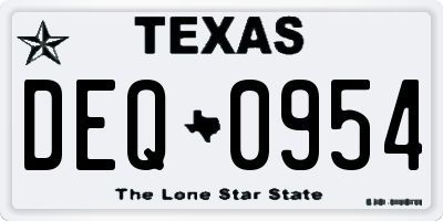TX license plate DEQ0954