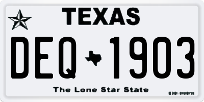 TX license plate DEQ1903