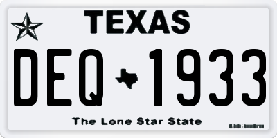 TX license plate DEQ1933