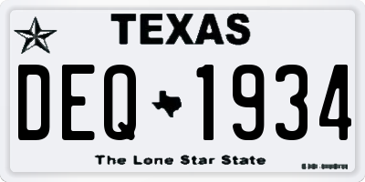 TX license plate DEQ1934