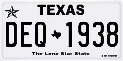 TX license plate DEQ1938