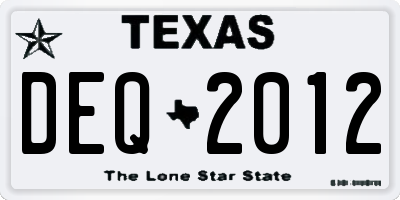 TX license plate DEQ2012