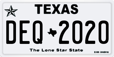 TX license plate DEQ2020
