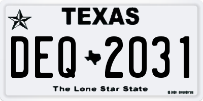 TX license plate DEQ2031