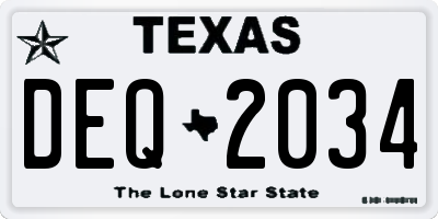 TX license plate DEQ2034