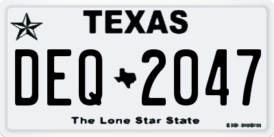 TX license plate DEQ2047