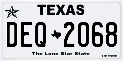 TX license plate DEQ2068
