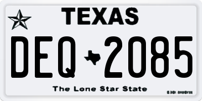 TX license plate DEQ2085