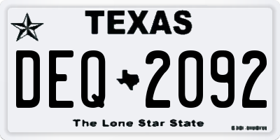 TX license plate DEQ2092