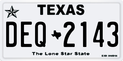 TX license plate DEQ2143