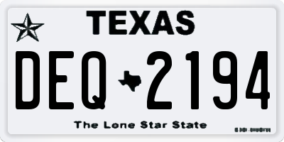 TX license plate DEQ2194