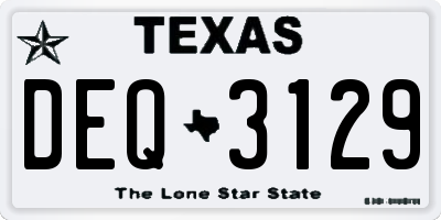 TX license plate DEQ3129