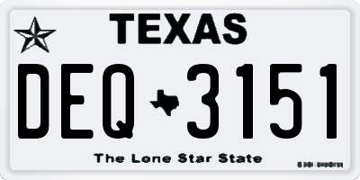 TX license plate DEQ3151