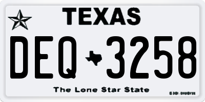 TX license plate DEQ3258