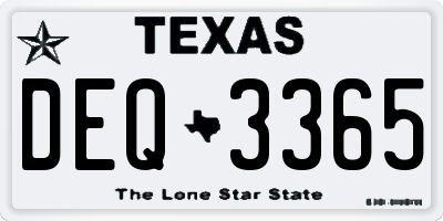 TX license plate DEQ3365