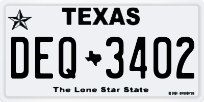 TX license plate DEQ3402