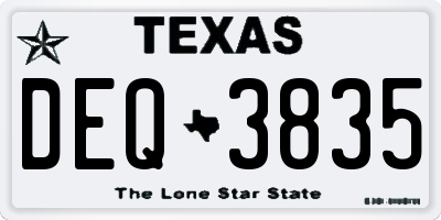 TX license plate DEQ3835
