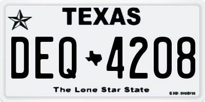TX license plate DEQ4208