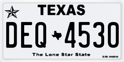TX license plate DEQ4530