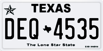 TX license plate DEQ4535