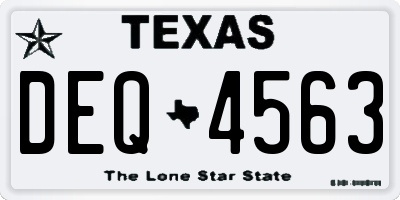 TX license plate DEQ4563