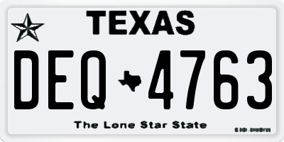 TX license plate DEQ4763