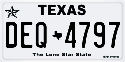 TX license plate DEQ4797